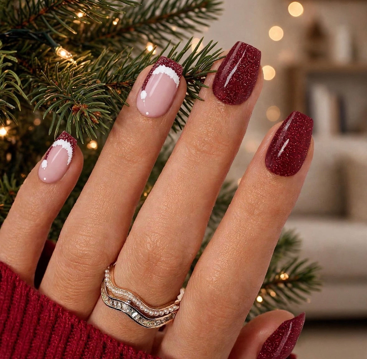 Sparkly Santa Short Coffin
