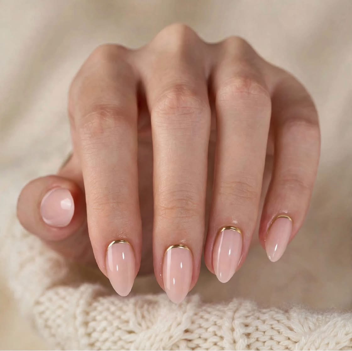 Nude & Gold Base Short Almond