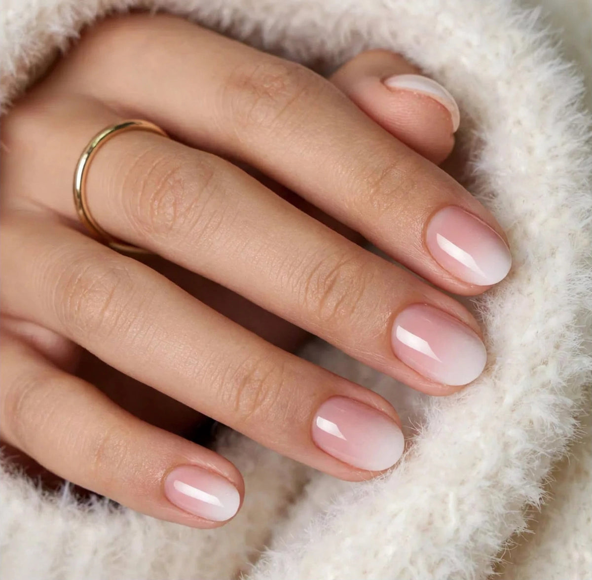 Subtle Pink Ombre Short Oval