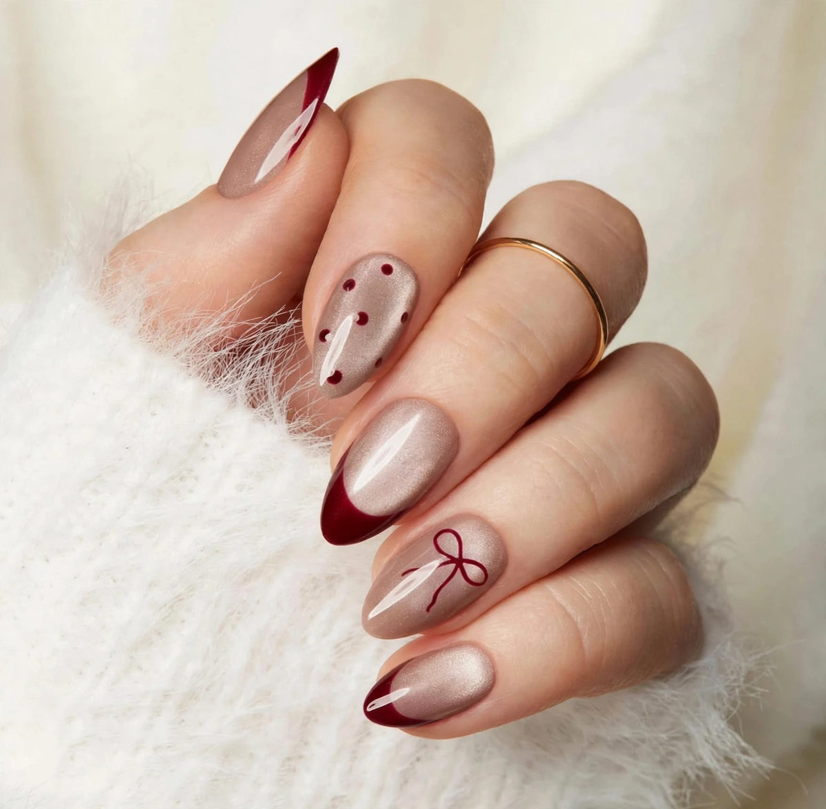 Red Bows Short Almond