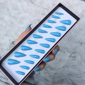 Baby Blue Gloss Midi Stiletto - doobysnailsltd