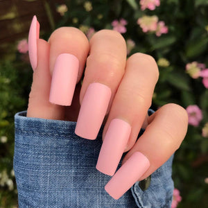 Baby Pink Matte Long Square - doobysnailsltd