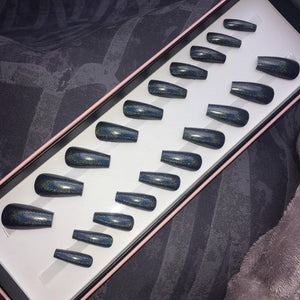 Holographic Black Midi Coffin - doobysnailsltd