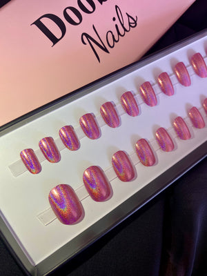 Holographic Pink Short Oval - doobysnailsltd