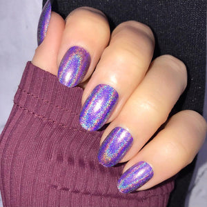 Holographic Purple Short Oval - doobysnailsltd