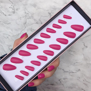 Hot Pink Matte Long Almond - doobysnailsltd