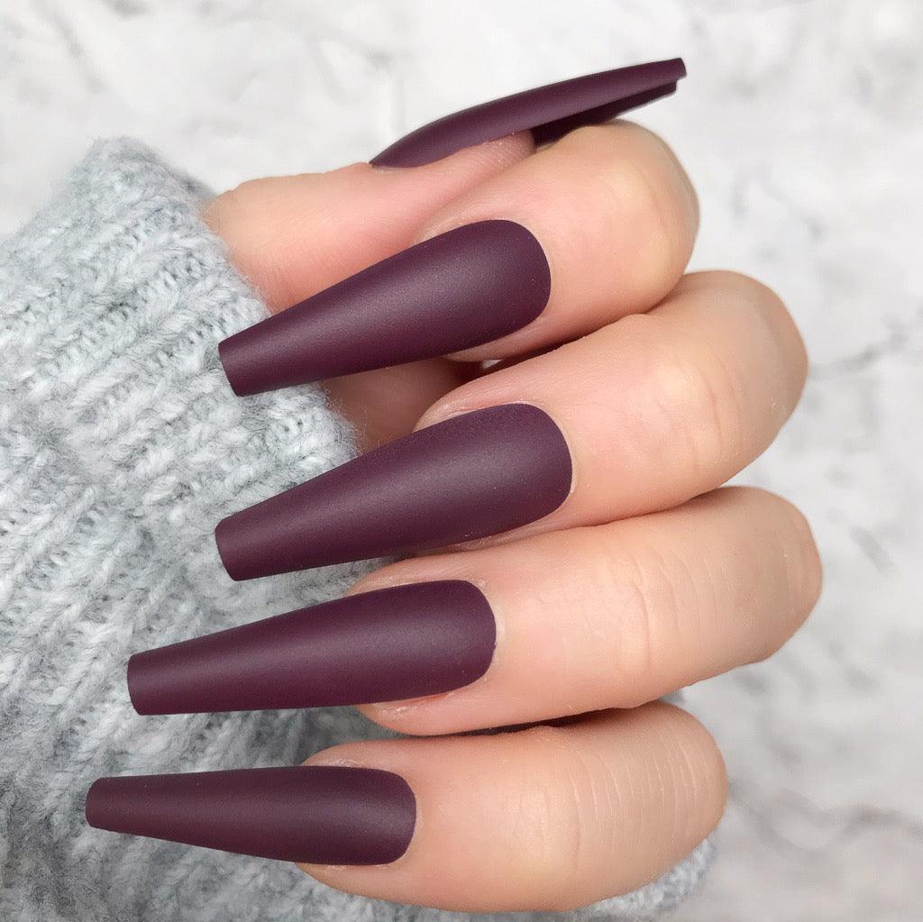 Maroon Matte Extra Coffin - doobysnailsltd