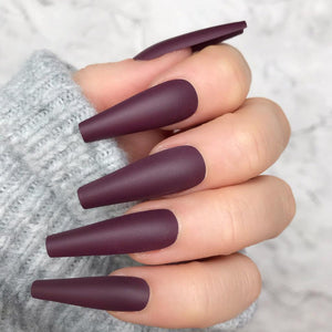 Maroon Matte Extra Coffin - doobysnailsltd