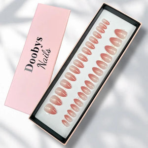 Soft Red Ombre Short Almond - doobysnailsltd