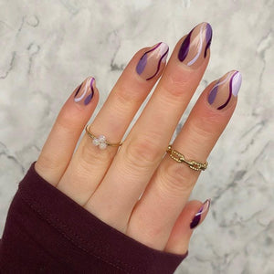 Trending! Purple Swirls Short Almond - doobysnailsltd