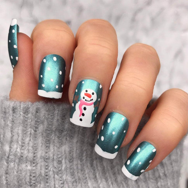 Metallic Snowman Short Square - doobysnailsltd