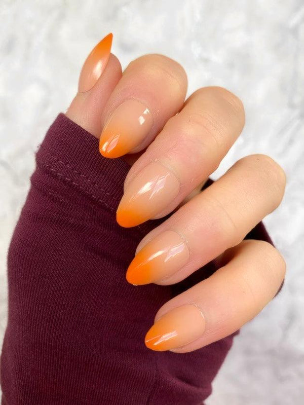 Nude & Orange Ombre Short Almond