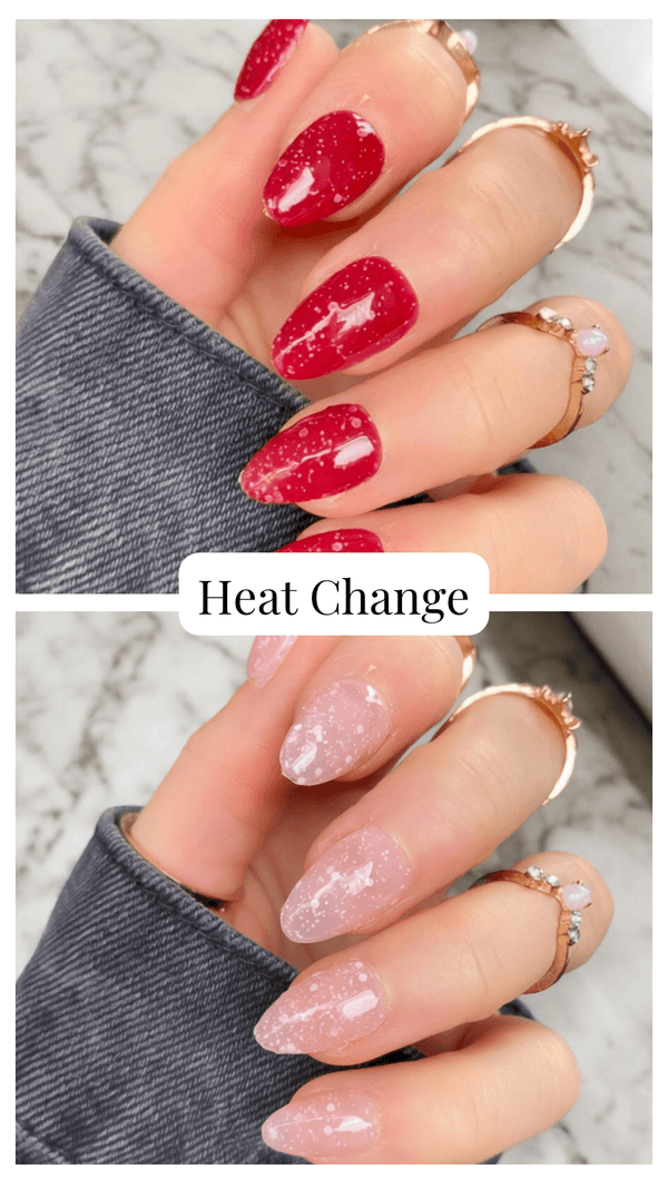 Heat Change Festive Red Glitter Short Almond