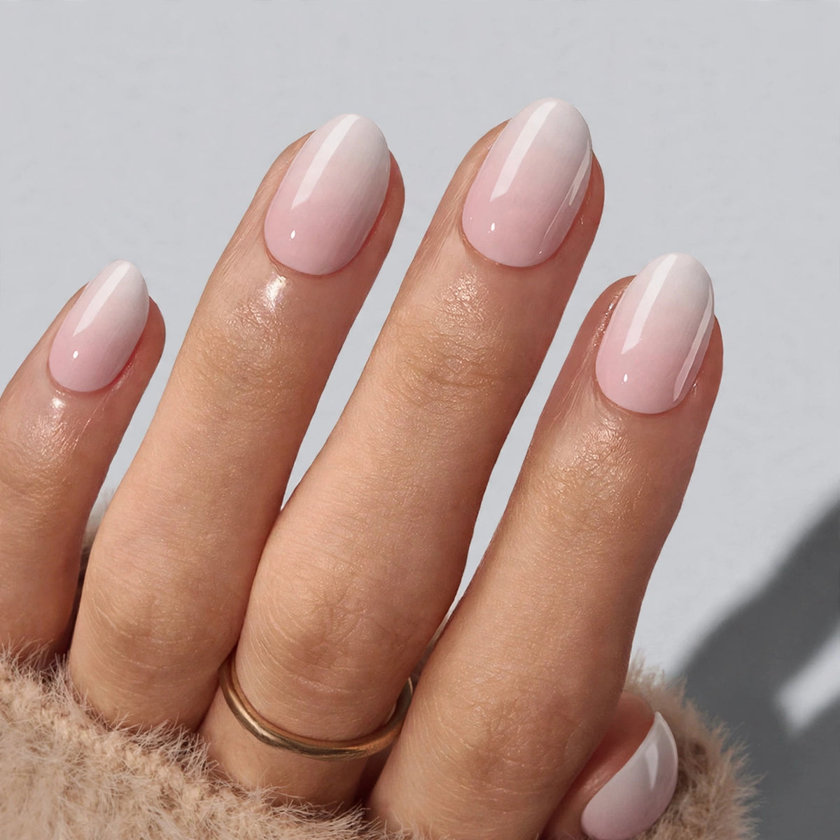 Subtle Pink Ombre Short Oval