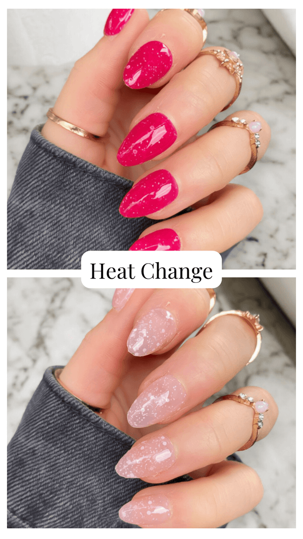 Heat Change Hot Pink Glitter Short Almond