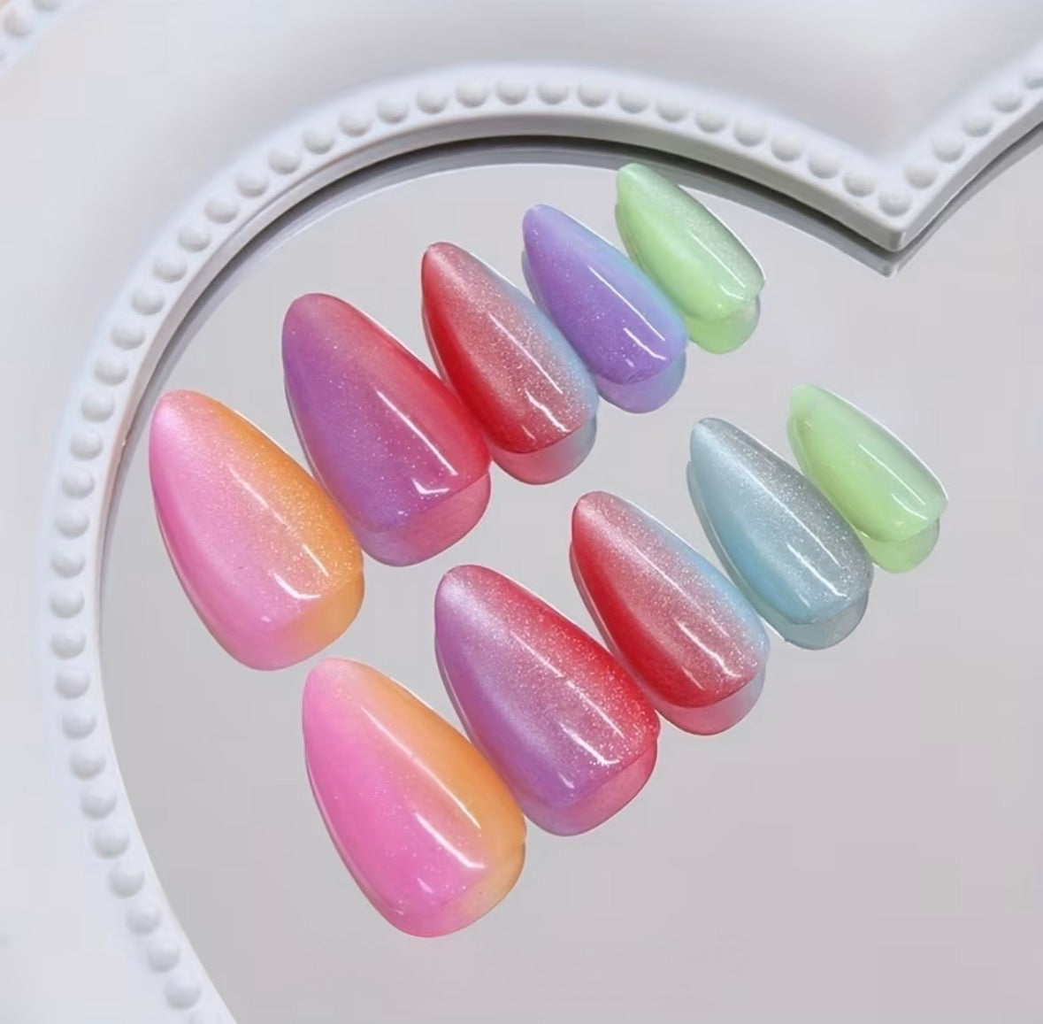New! Rainbow Glitter Short Almond