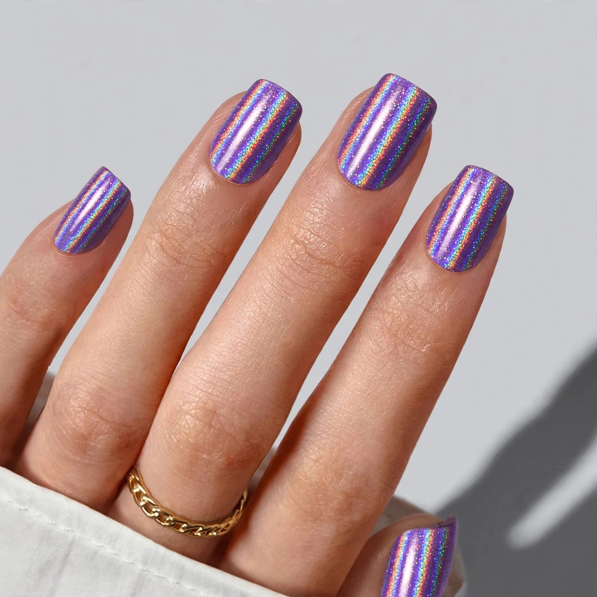 Holographic Purple Short Square