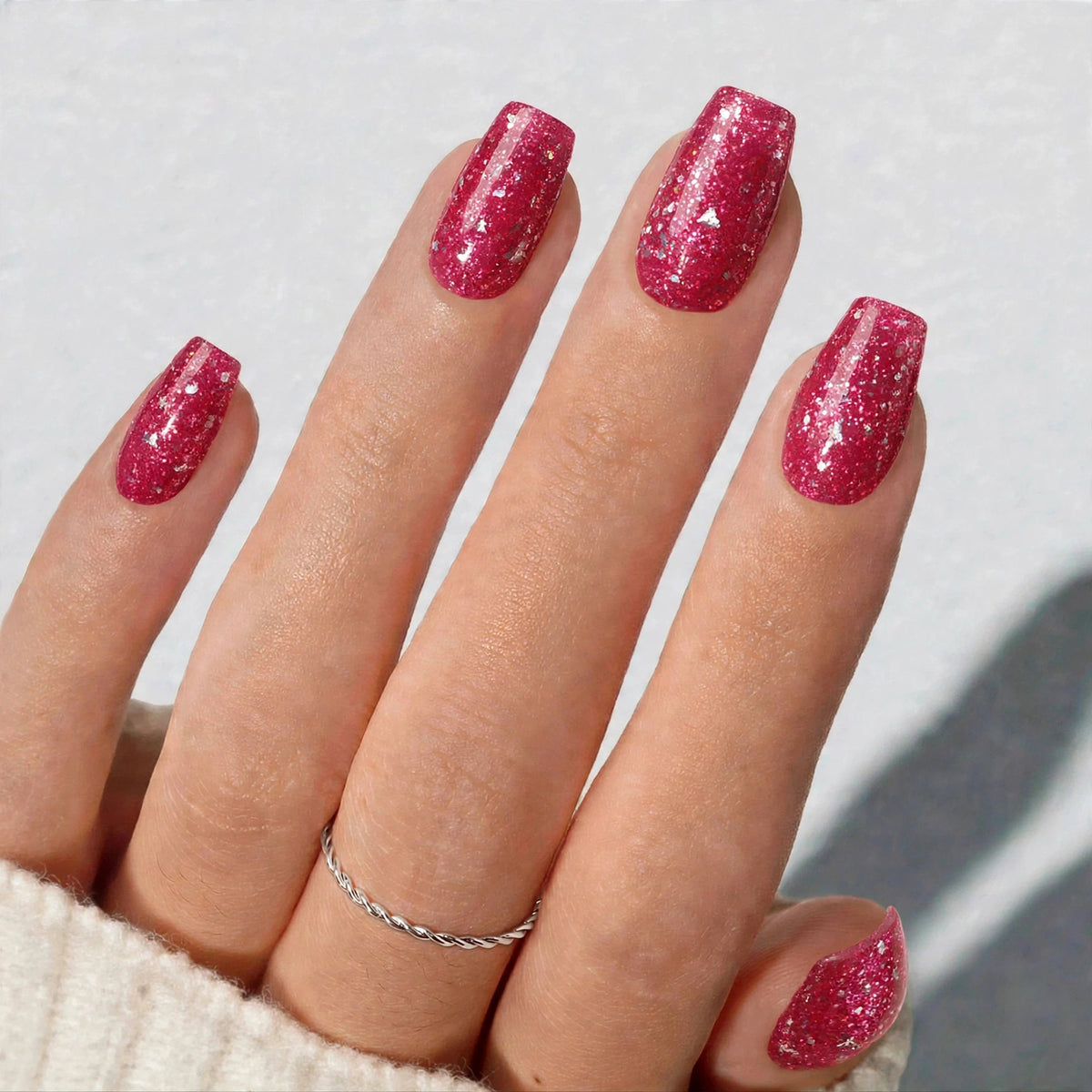 Cherry Glitter Short Coffin