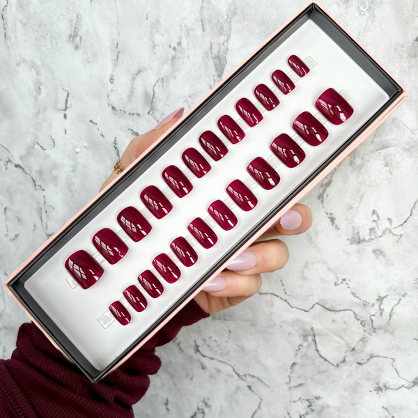 Trending! Deep Red Gloss Short Square