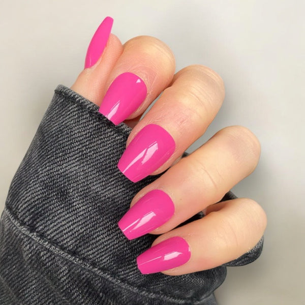 Hot Pink Gloss Short Coffin