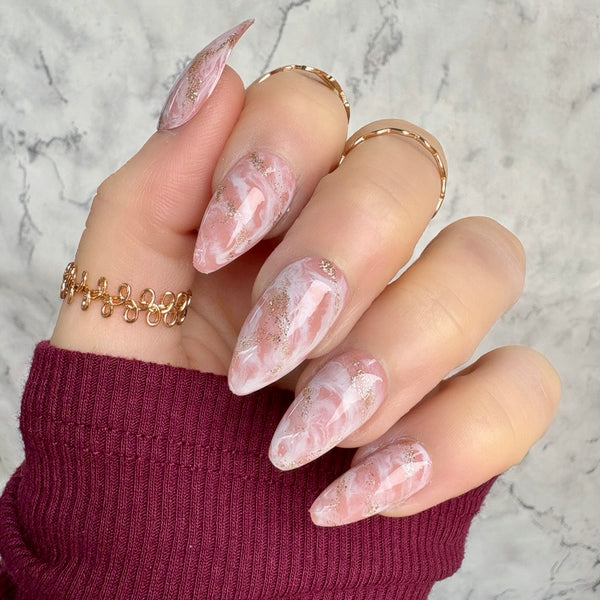 Rose Gold Marble Almond