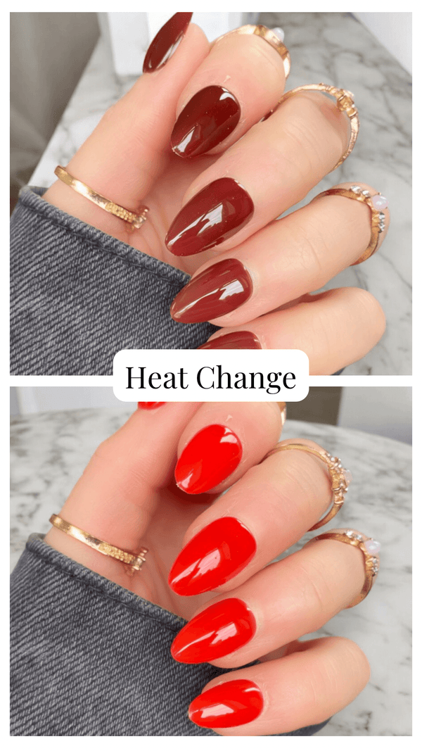 Heat Change Deep Red Gloss Short Almond