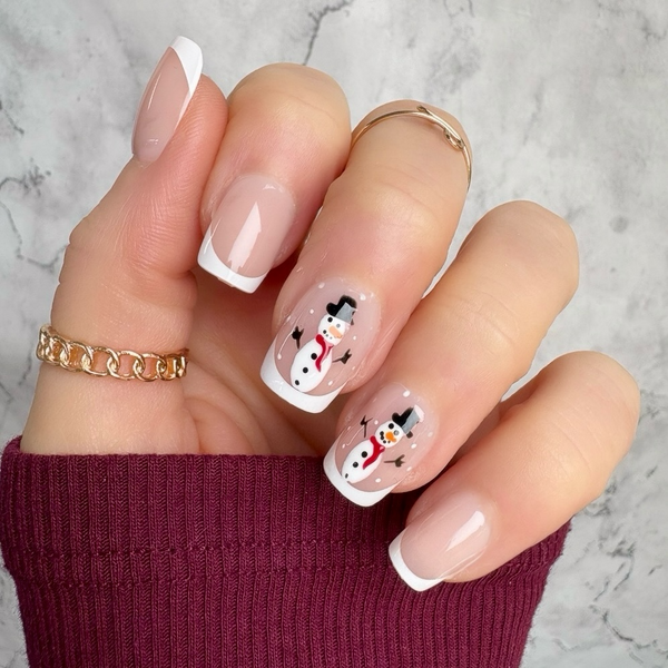 New! French Snowmen Short Square