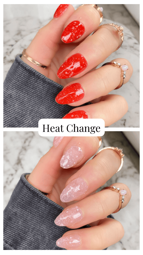 Heat Change Hot Red Glitter Short Almond