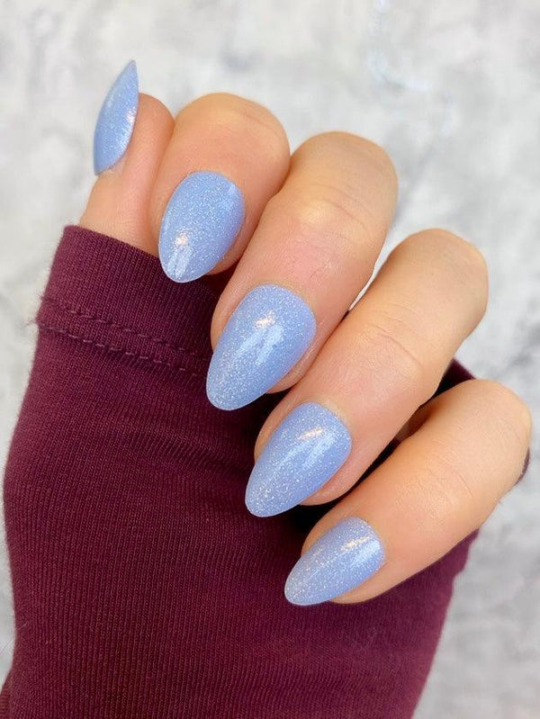 Sky Blue Glitter Short Almond