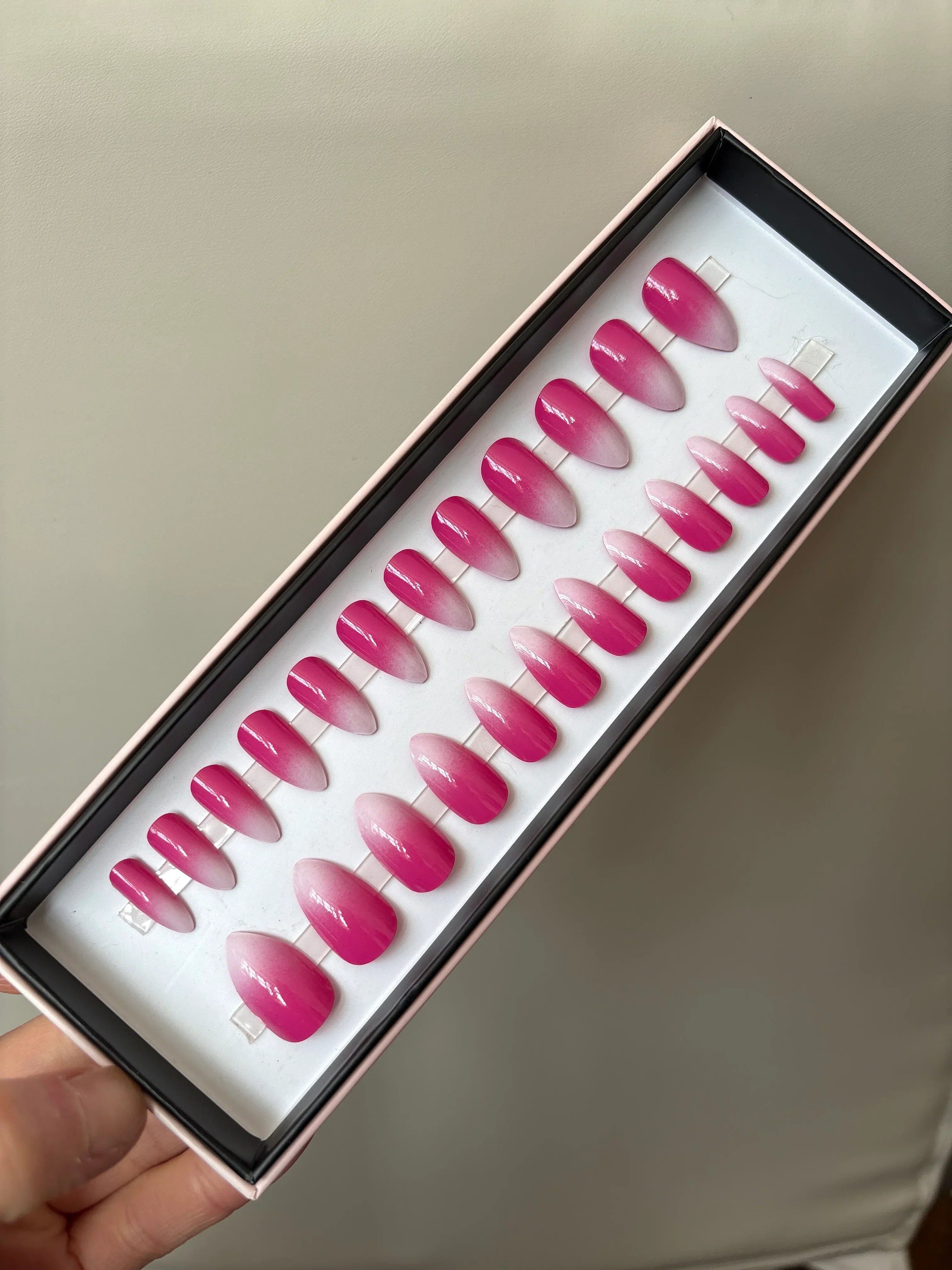 Pink white ombré almond