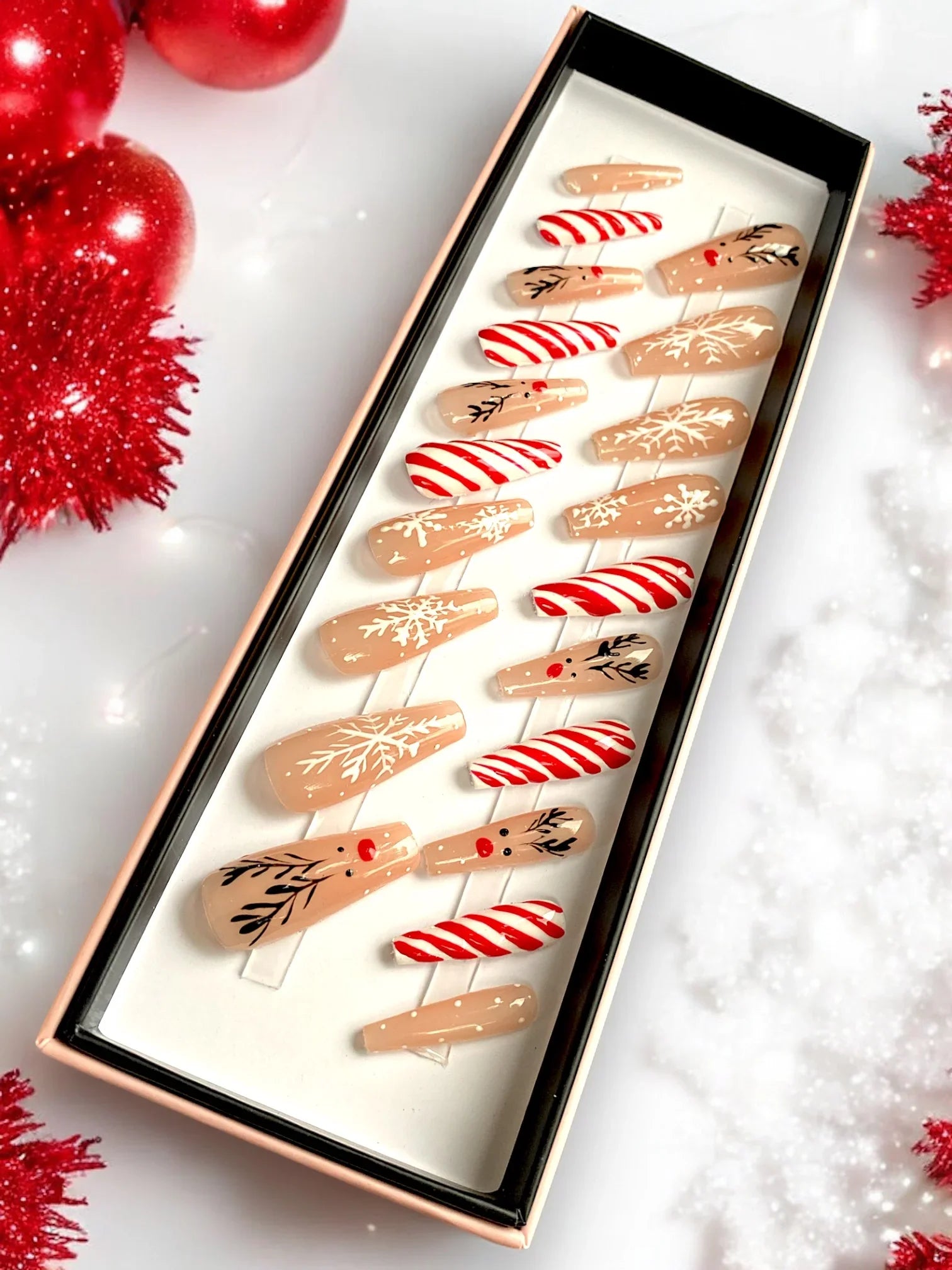 Candy Cane Extra Coffin - doobysnailsltd