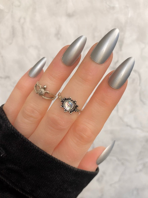 NEW! Silver Chrome Long Almond