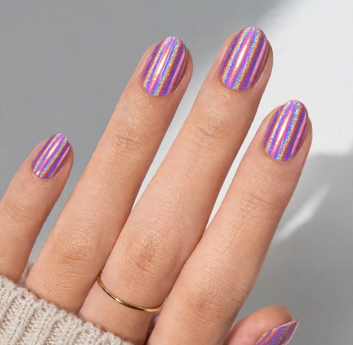 Holographic Pink Short Oval