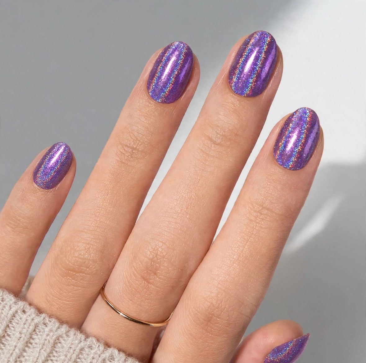 Holographic Purple Short Oval