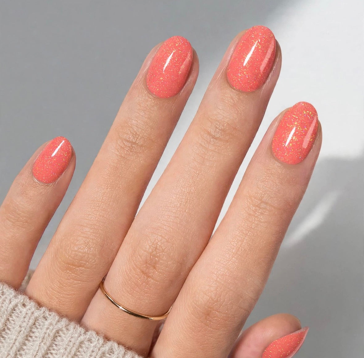Holographic Coral Short Oval