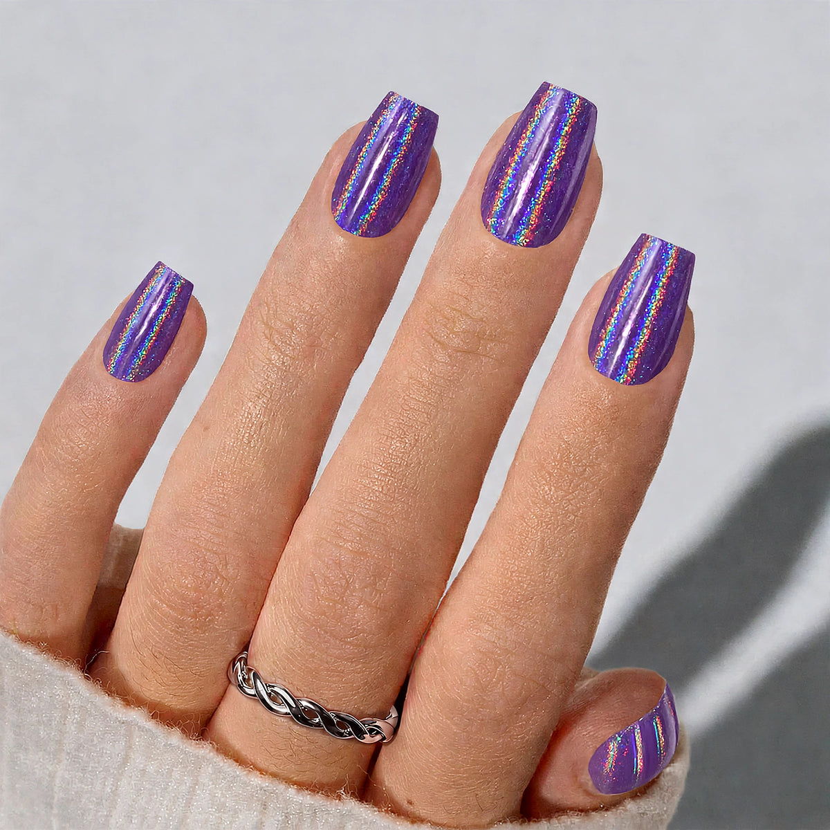 Holographic Purple Short Coffin