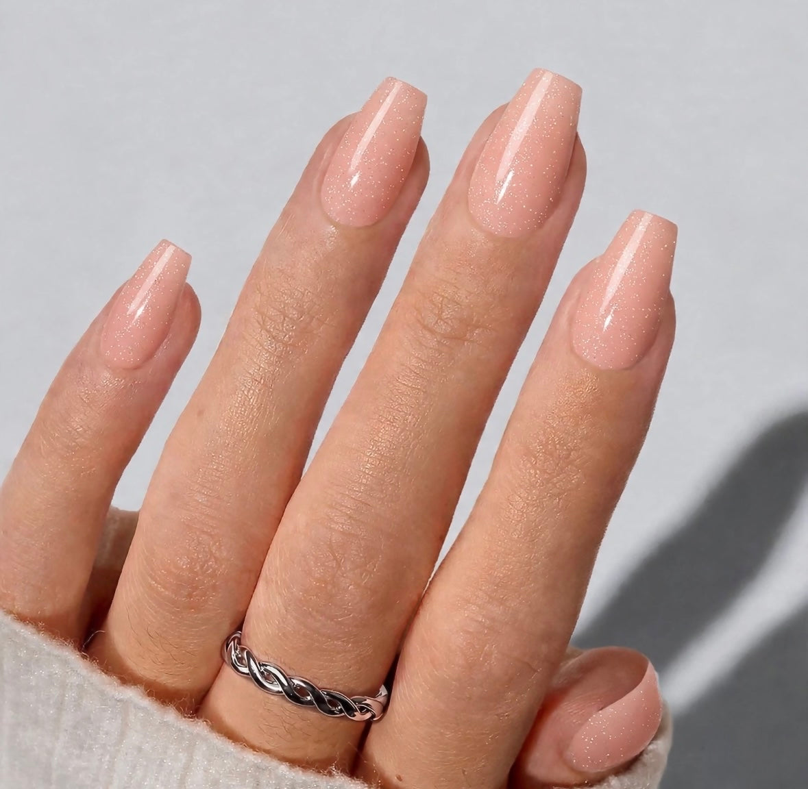 Peaches Glitter Short Coffin