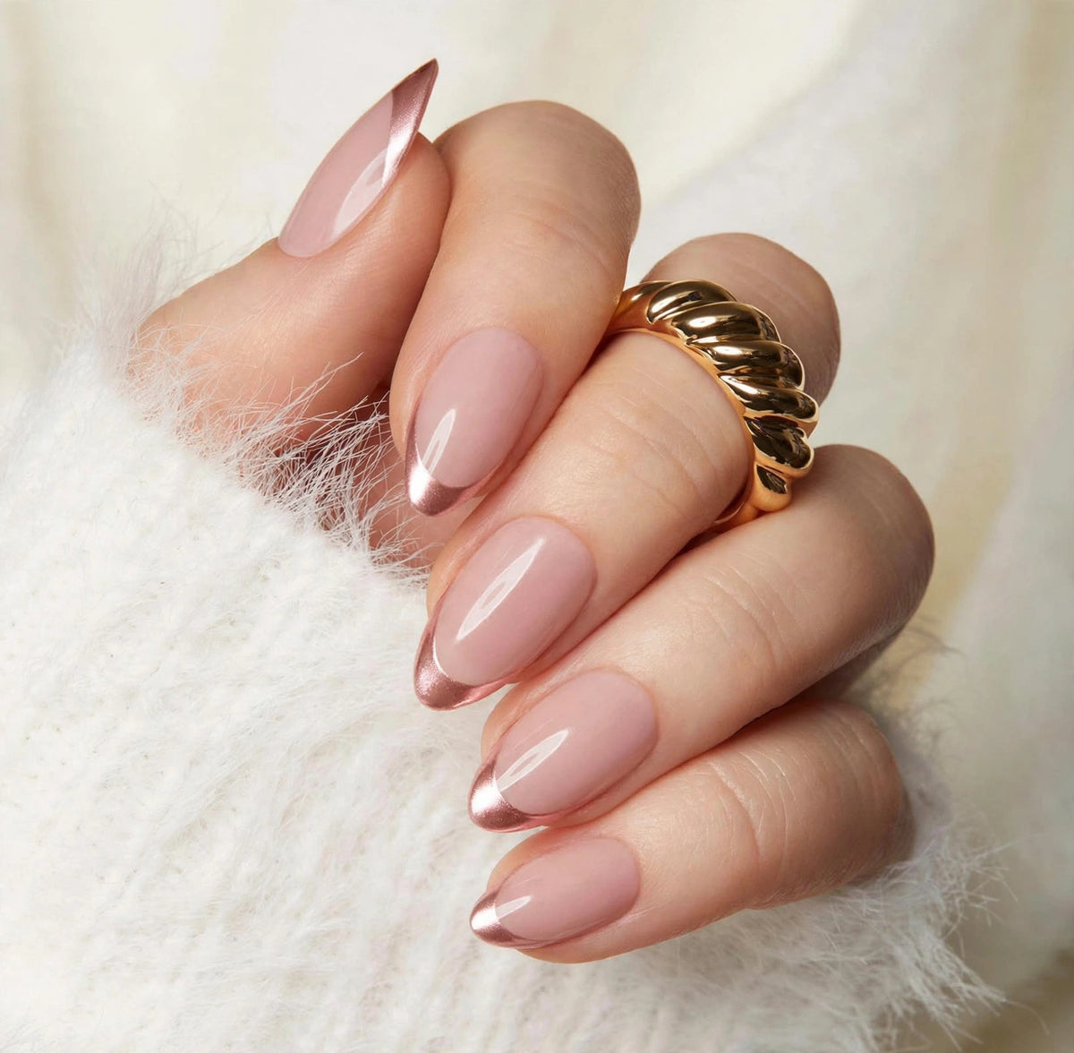 Best Seller! Rose Chrome French Short Almond