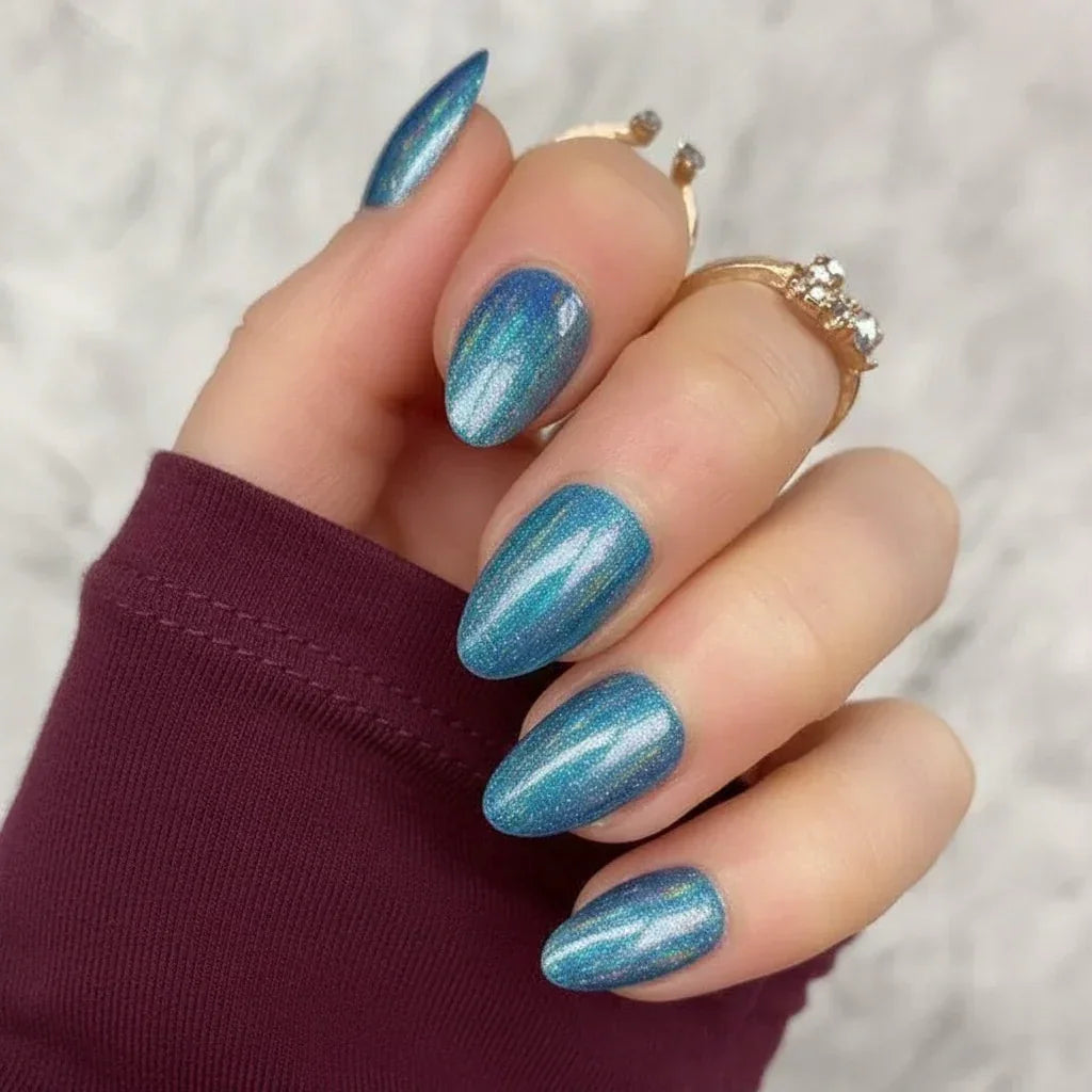 Holographic Blue Short Almond