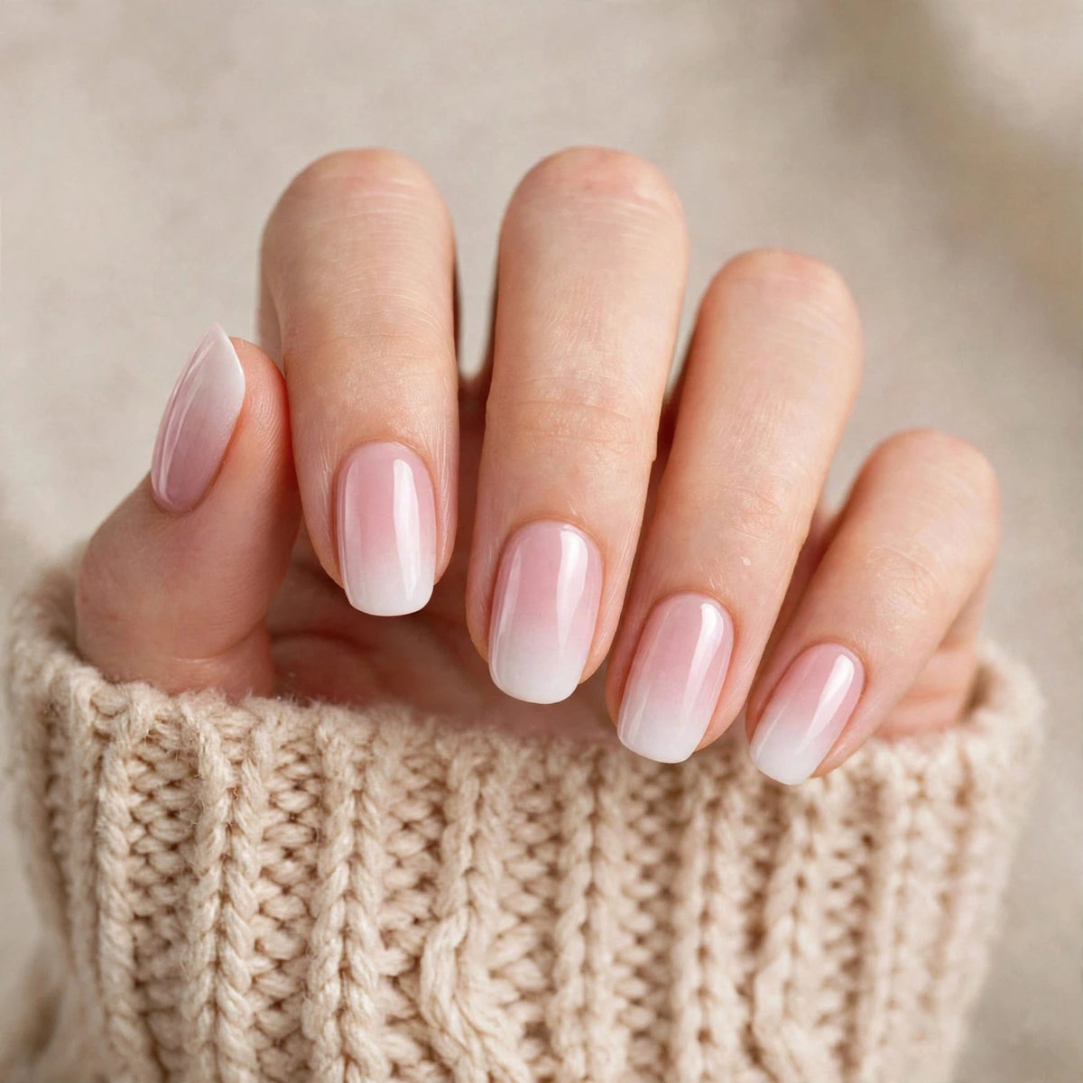 Subtle Pink Ombre Short Oval