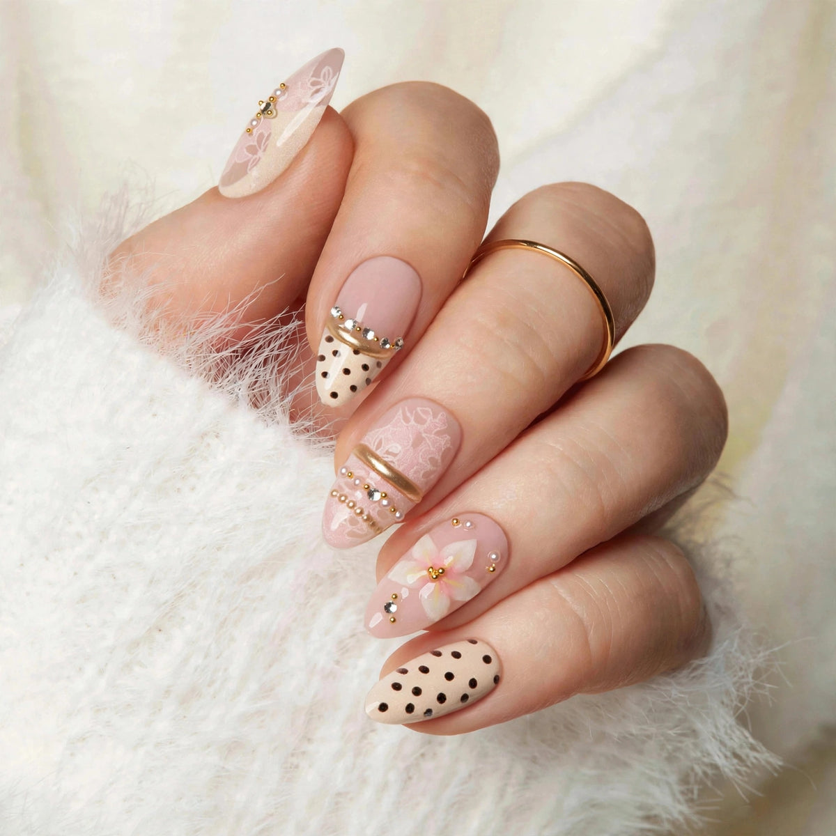 Blush Lace Bloom Long Almond