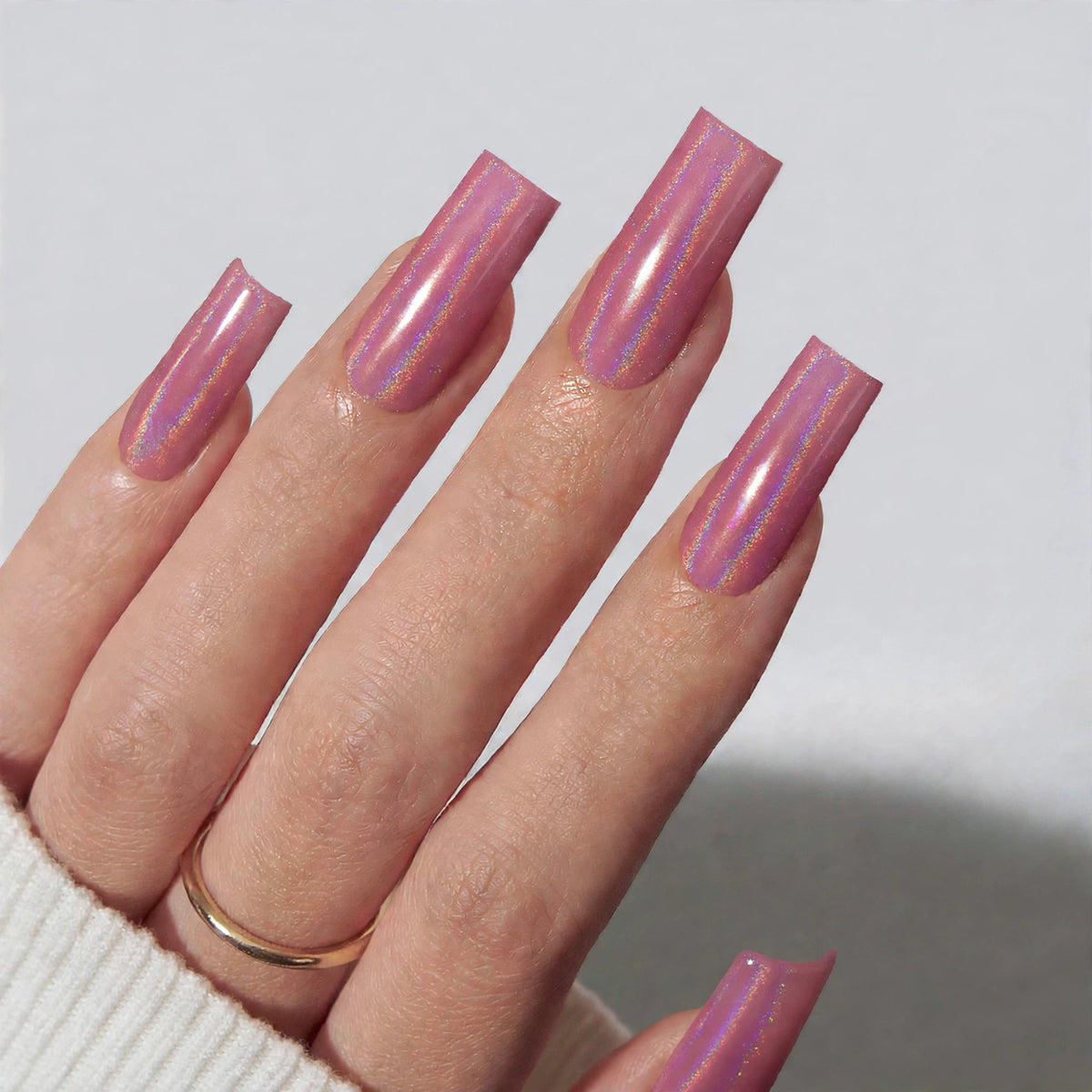 Holographic Pink Long Square