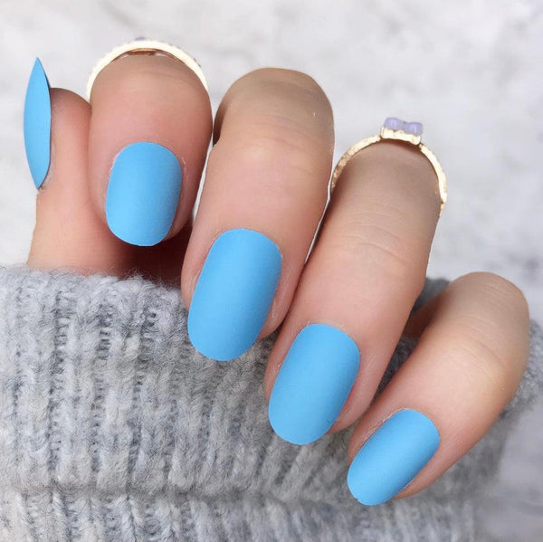 Baby Blue Matte Short Oval - doobysnailsltd