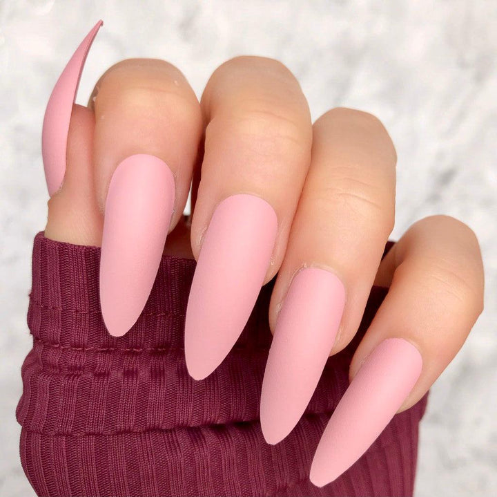 Baby Pink Matte Long Stiletto - doobysnailsltd