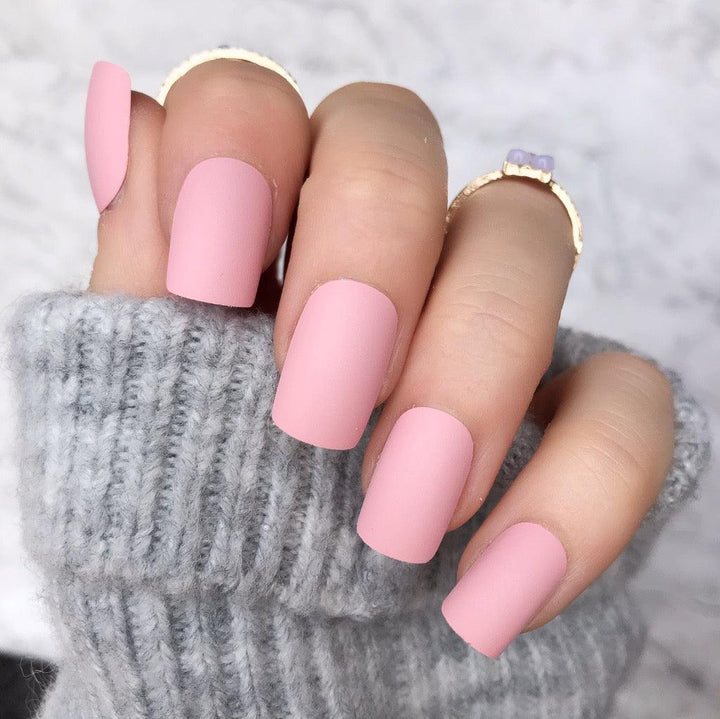 Baby Pink Matte Short Square - doobysnailsltd