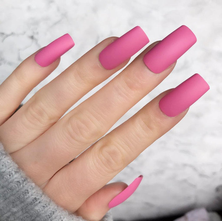 Barbie Pink Matte Long Square - doobysnailsltd