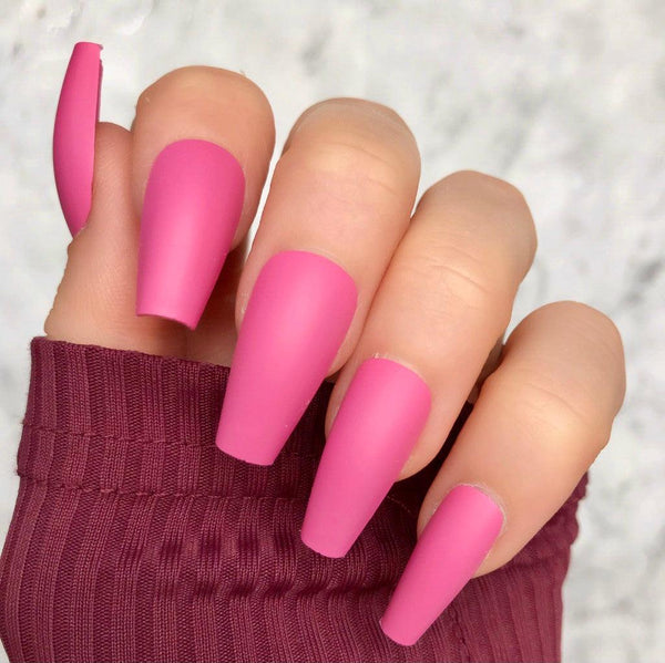 Barbie Pink Matte Midi Coffin - doobysnailsltd