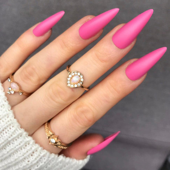 Barbie Pink Matte Midi Stiletto - doobysnailsltd