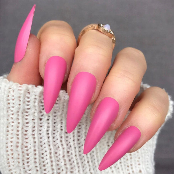 Barbie Pink Matte Midi Stiletto - doobysnailsltd