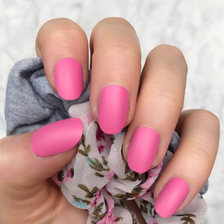 Barbie Pink Matte Short Oval - doobysnailsltd